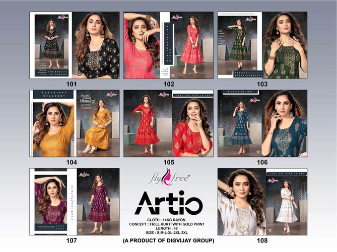 Fly Free Artio Casual Wear Wholesale Anarkali Kurti Collection